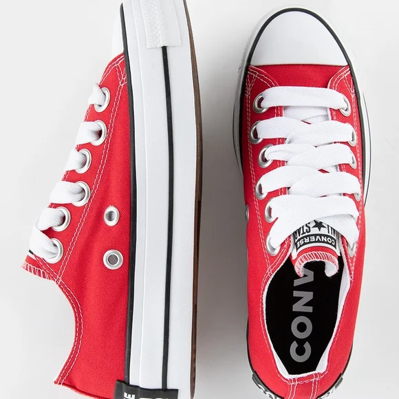Converse Red Low-Top Platform Sneakers- Size 6.5 - Picture 2 of 7